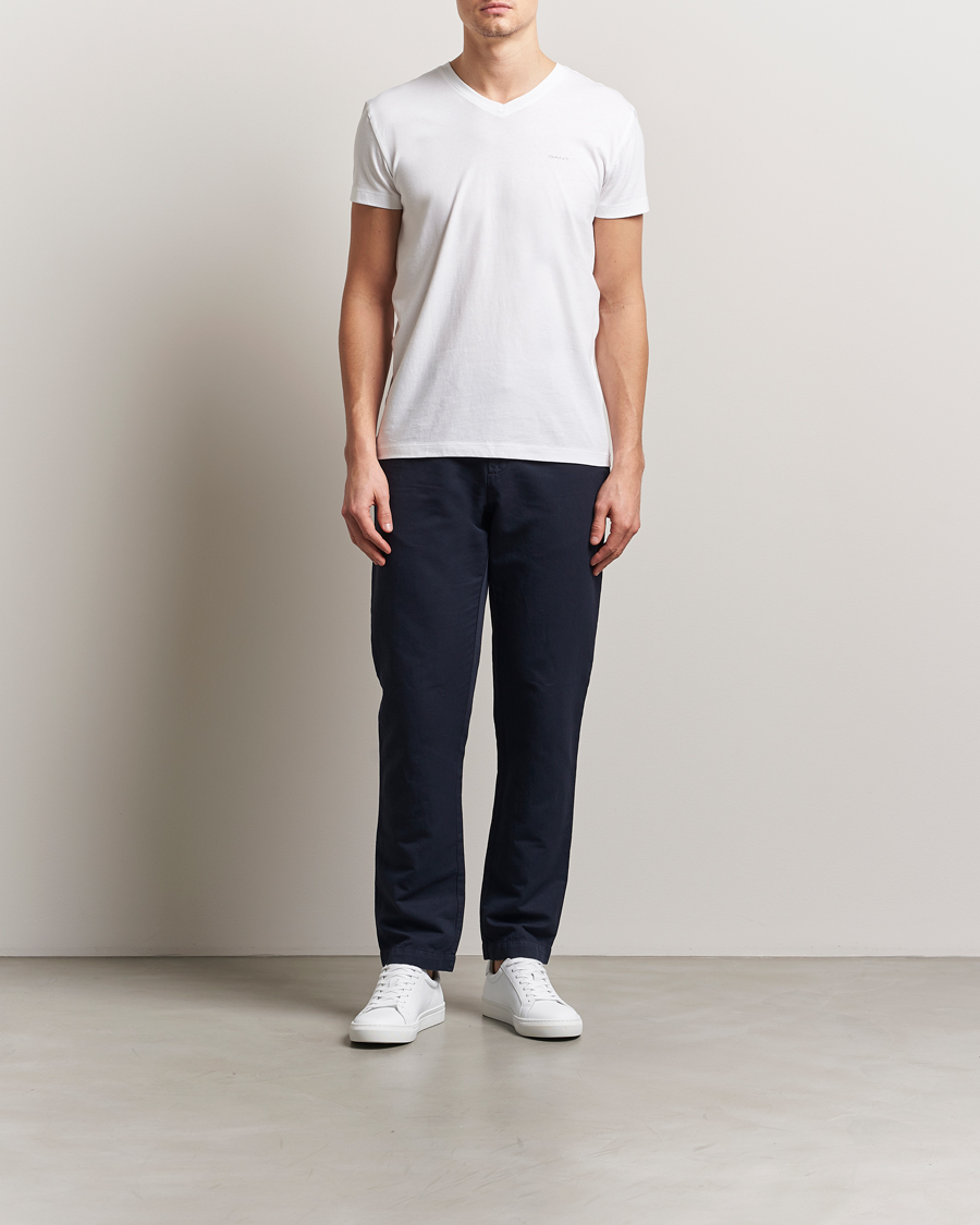 Herren | T-Shirts | GANT | 2-Pack V-Neck T-shirt White