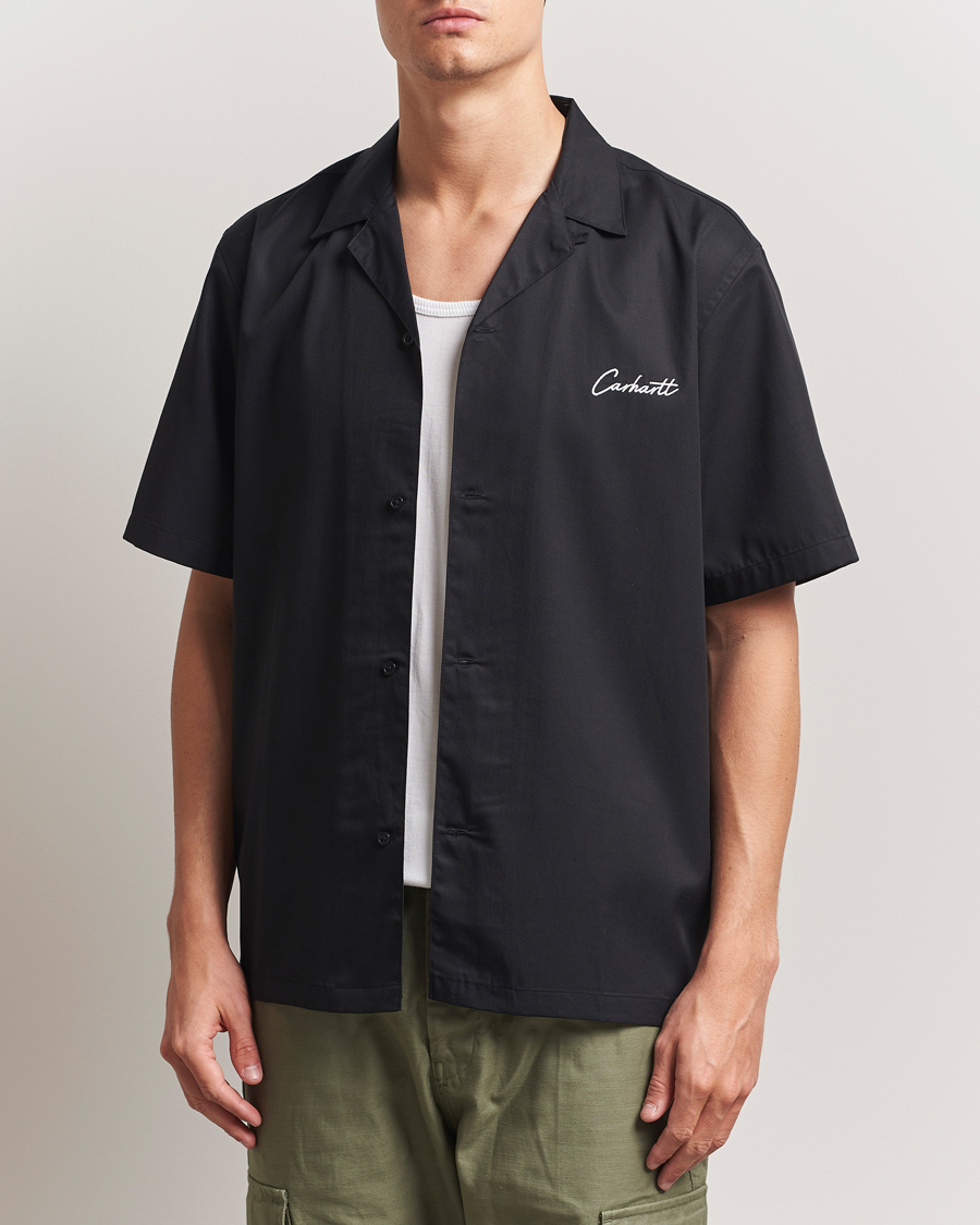 Herren | Hemden | Carhartt WIP | Short Sleeve Cotton/Tencel Delrey Shirt Black/White