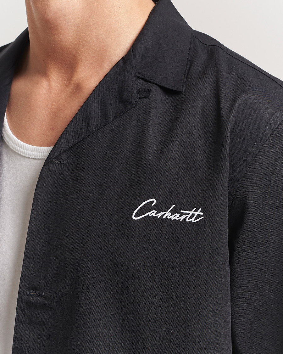 Herren | Hemden | Carhartt WIP | Short Sleeve Cotton/Tencel Delrey Shirt Black/White