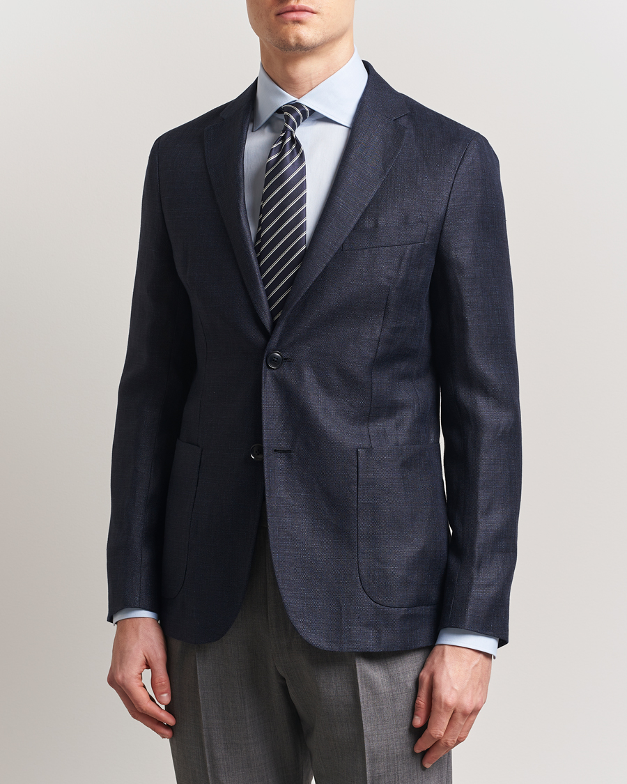 Herren | Sakkos | Zegna | Unconstructed Wool/Linen Blazer Navy