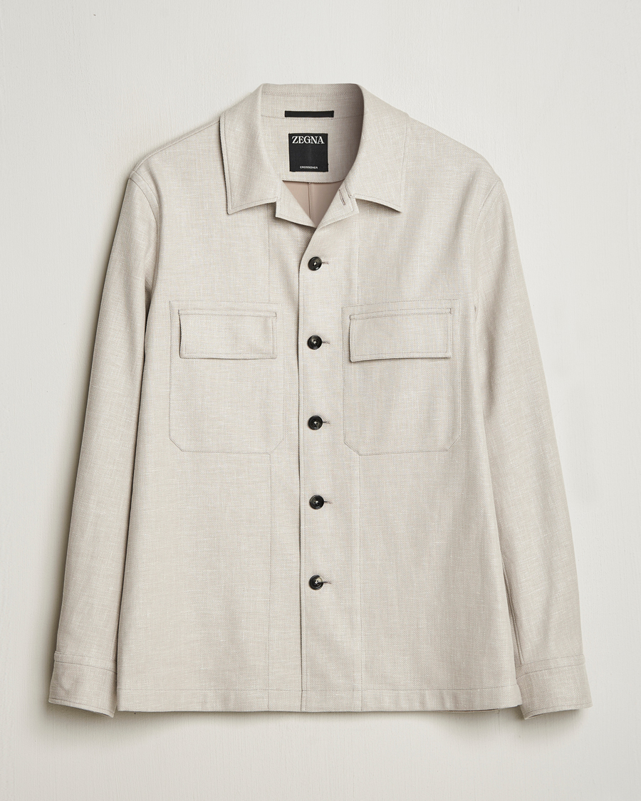 Herren | Hemden | Zegna | Wool/Linen Shirt Jacket Beige