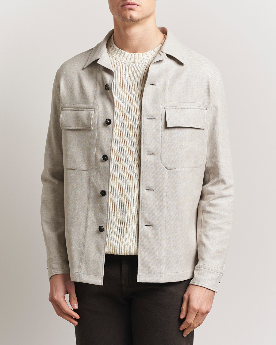 Herren | Hemden | Zegna | Wool/Linen Shirt Jacket Beige
