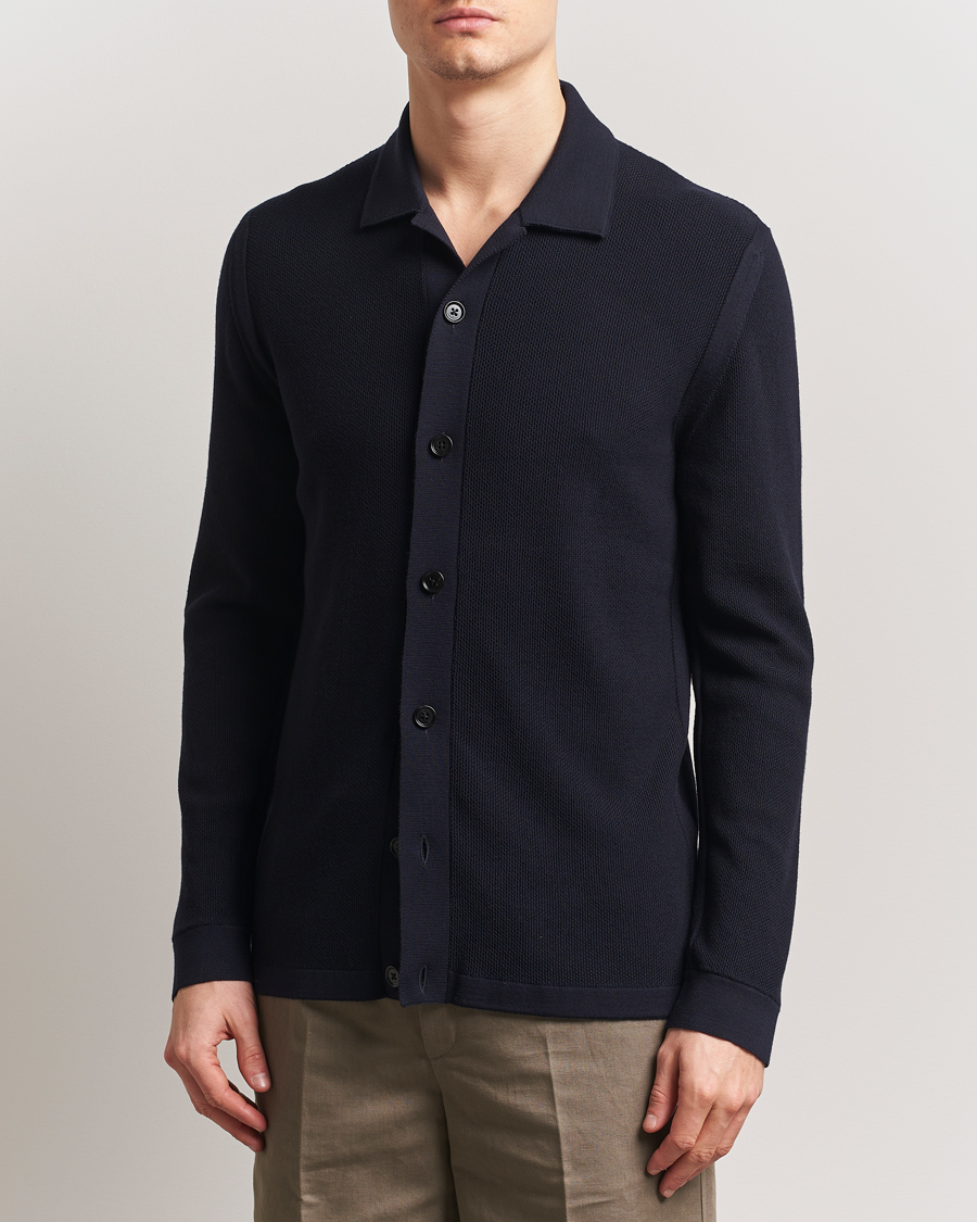 Herren | Pullover | Zegna | Structured Wool Cardigan Navy