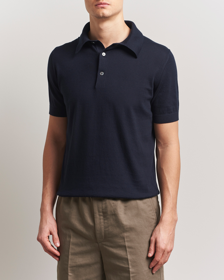Herren | Pullover | Zegna | Premium Cotton Knitted Polo Navy