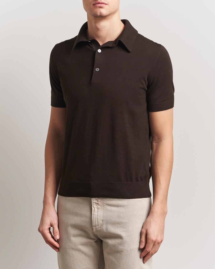 Herren | Pullover | Zegna | Premium Cotton Knitted Polo Brown