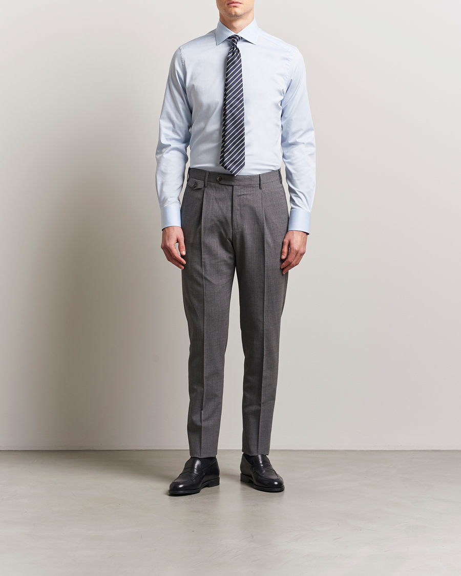 Herren | Hemden | Zegna | Slim Fit Cotton Dress Shirt Light Blue