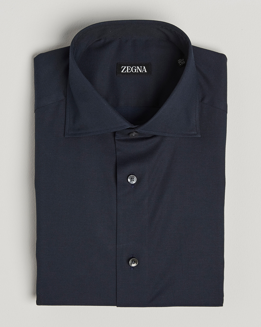 Herren | Hemden | Zegna | Slim Fit Stretch Cotton Dress Shirt Navy