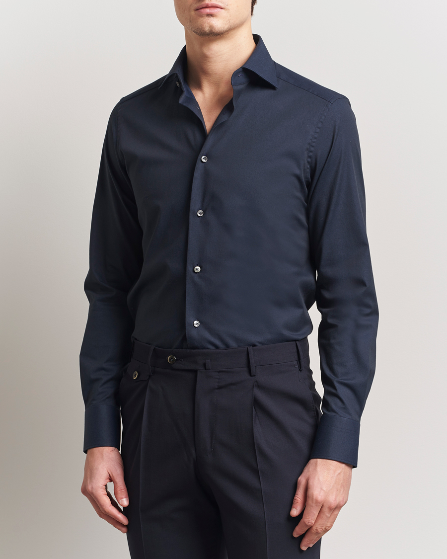 Herren | Hemden | Zegna | Slim Fit Stretch Cotton Dress Shirt Navy