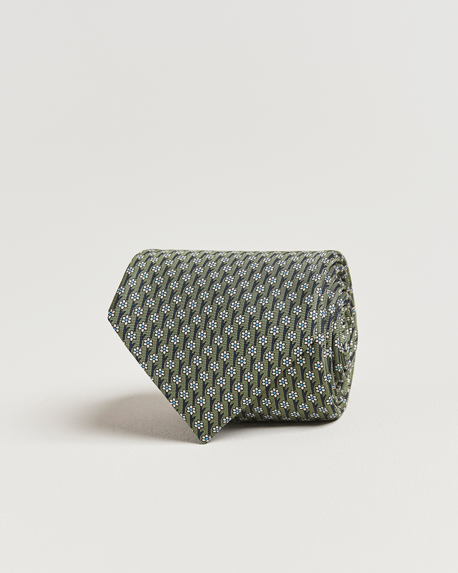 Herren | Krawatten | Zegna | Printed Flower Silk Tie Green