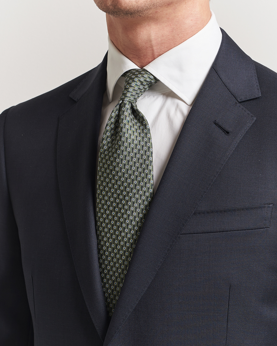 Herren | Krawatten | Zegna | Printed Flower Silk Tie Green