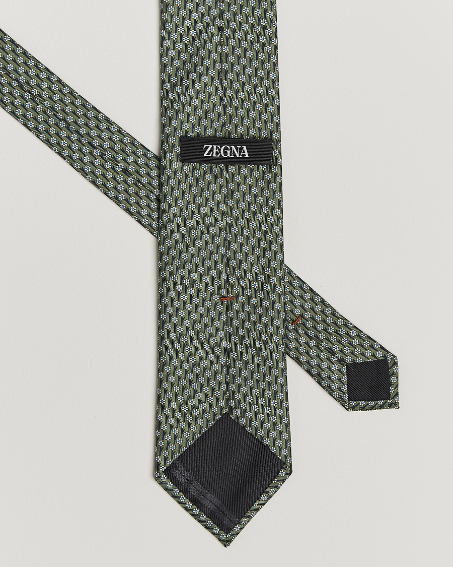 Herren | Krawatten | Zegna | Printed Flower Silk Tie Green