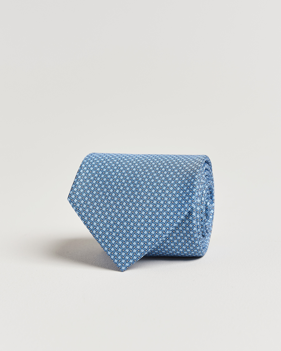 Herren | Krawatten | Zegna | Printed Chain Silk Tie Light Blue