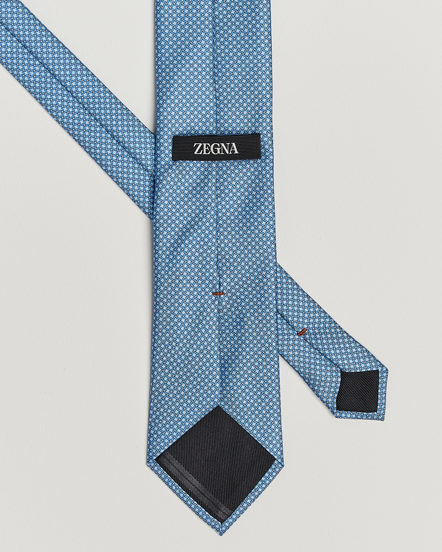 Herren | Krawatten | Zegna | Printed Chain Silk Tie Light Blue