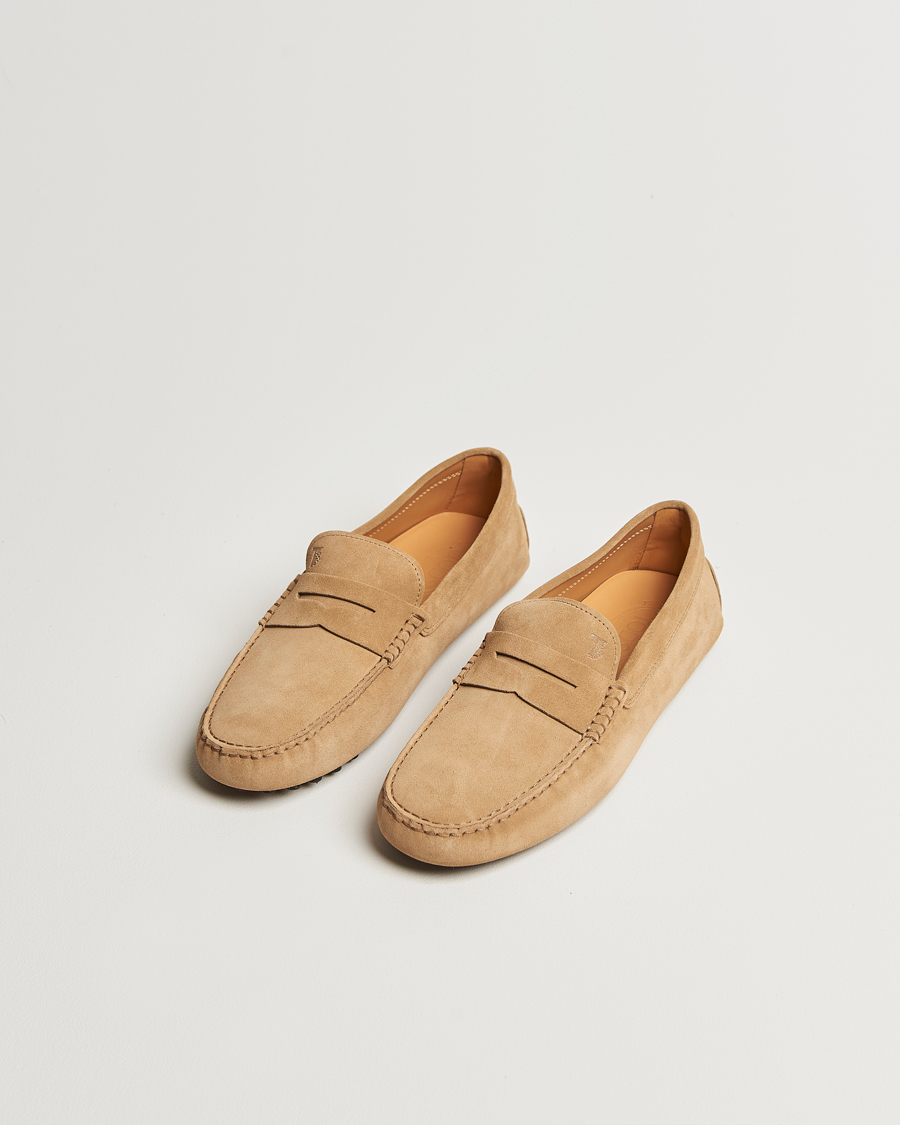 Herren | Tod's Gommino Carshoe Beige Suede | Tod's | Gommino Carshoe Beige Suede