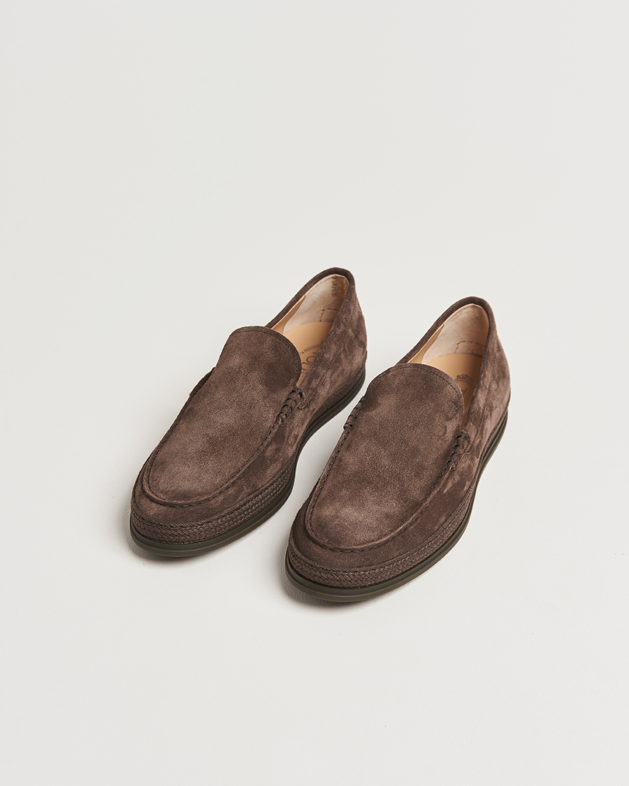 Herren | Tod's Raffia Loafer Dark Brown Suede | Tod's | Raffia Loafer Dark Brown Suede