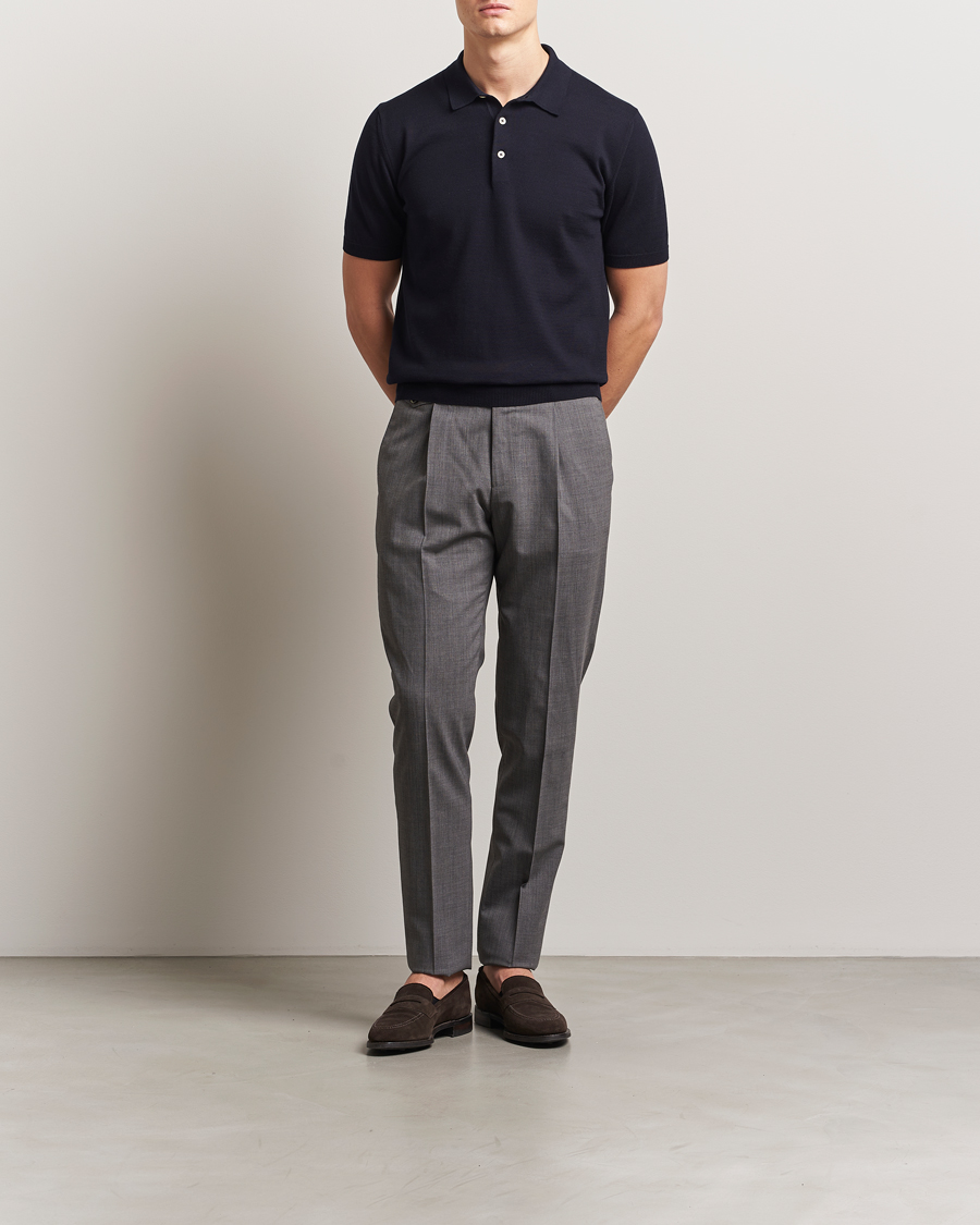 Herren | Poloshirts | Boglioli | Short Sleeve Knitted Polo Navy