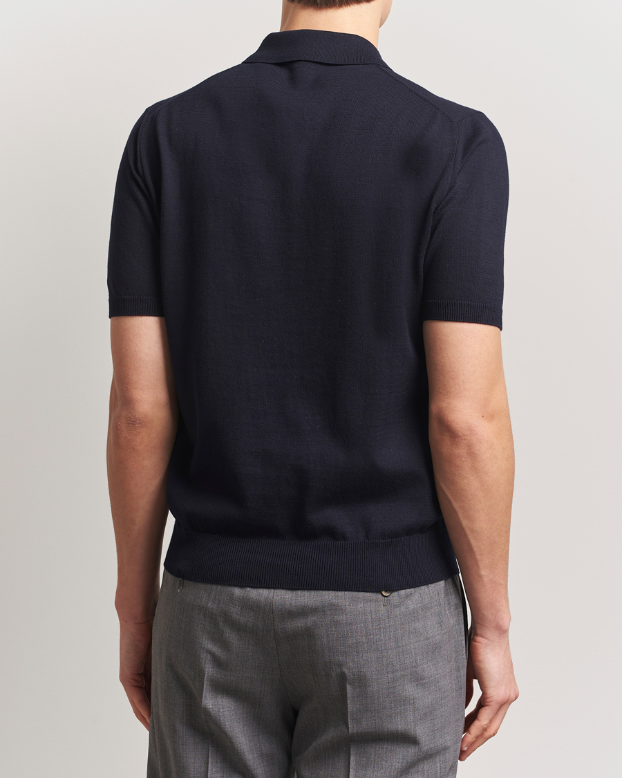 Herren | Poloshirts | Boglioli | Short Sleeve Knitted Polo Navy