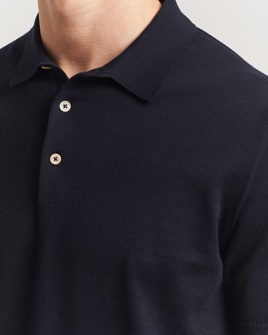 Herren | Poloshirts | Boglioli | Short Sleeve Knitted Polo Navy