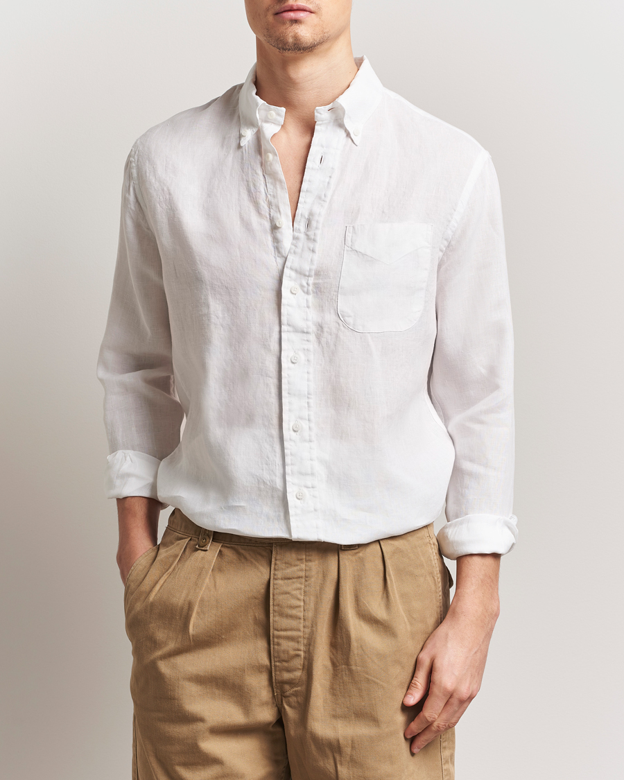 Herren | Hemden | Gitman Vintage | Button Down Linen Shirt White
