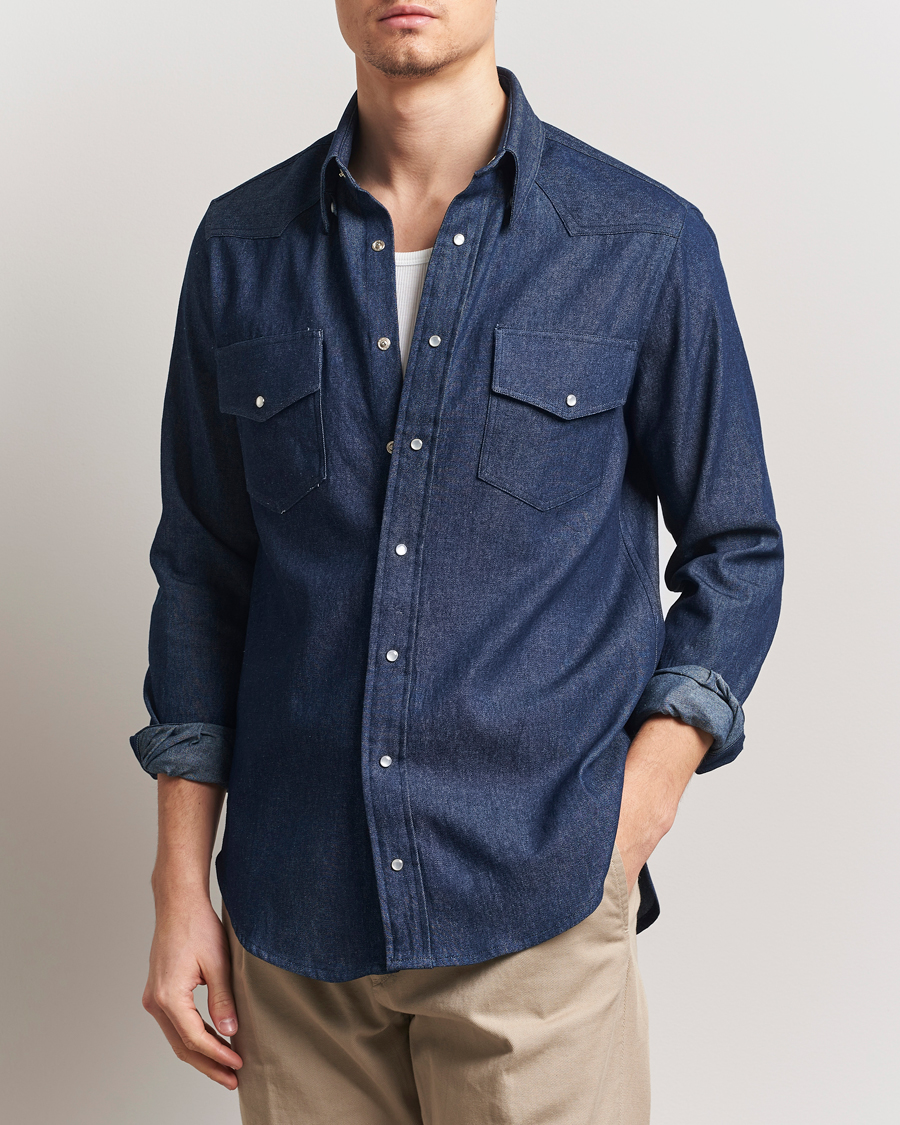 Herren | Hemden | Gitman Vintage | Western Denim Shirt Dark Indigo