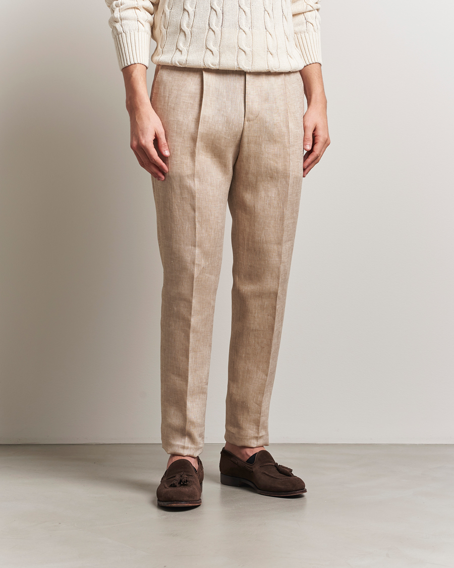 Herren | Hosen | PT01 | Gentleman Fit Linen Trousers Light Beige