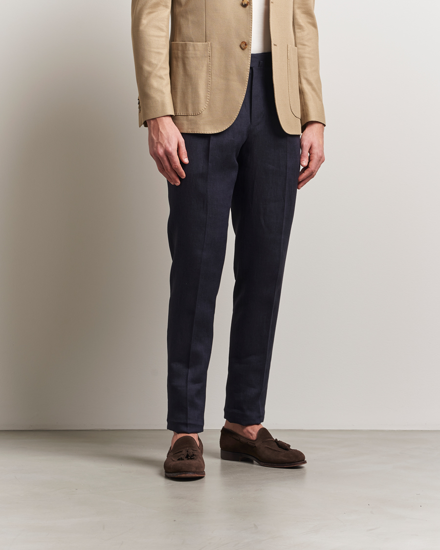 Herren | Hosen | PT01 | Gentleman Fit Linen Trousers Navy