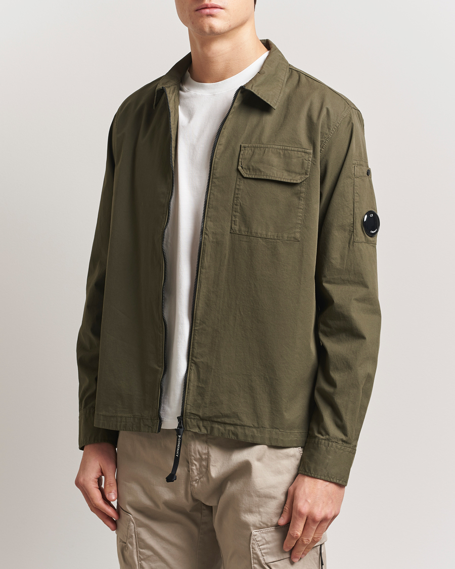 Herren | Hemden | C.P. Company | Garment Dyed Gabardine Zip Shirt Jacket Olive