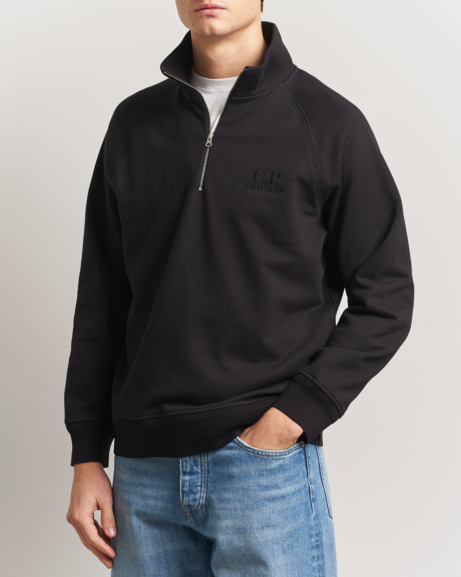 Herren | Pullover | C.P. Company | Diagonal Raised Fleece Half Zip Black