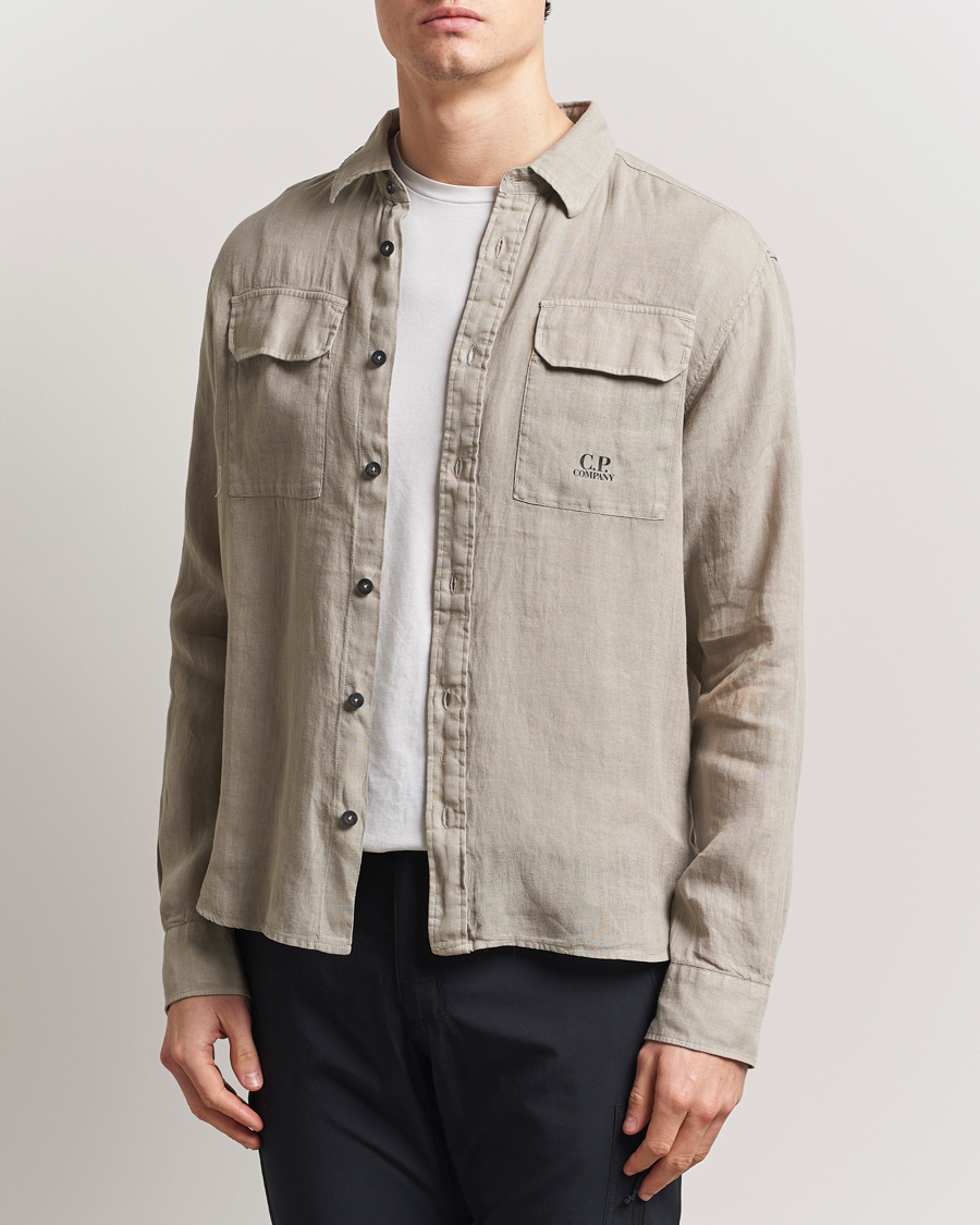 Herren | Hemden | C.P. Company | Long Sleeve Linen Shirt Taupe