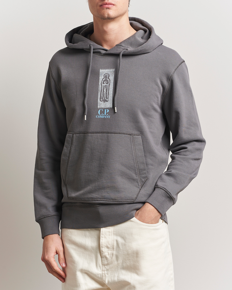 Herren | Pullover | C.P. Company | Cotton Fleece Back Logo Hood Grey