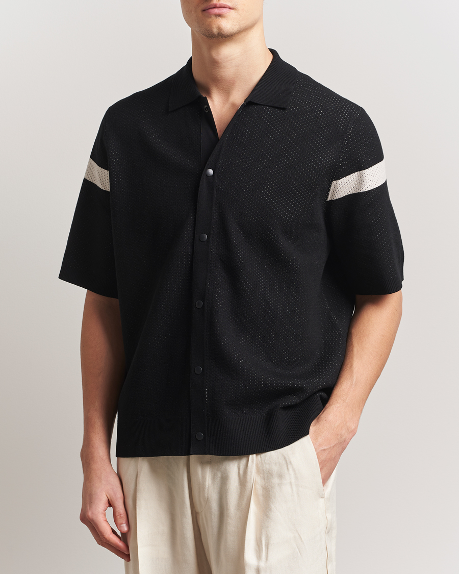 Herren | Hemden | J.Lindeberg | Rayne Short Sleeve Knitted Shirt Black