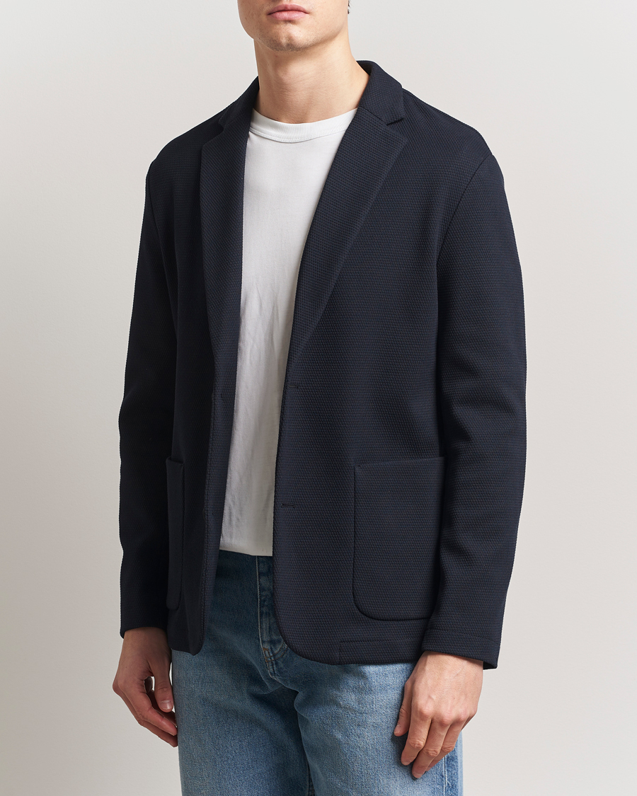 Herren | Sakkos | J.Lindeberg | Calvon 3D Piquet Blazer Navy