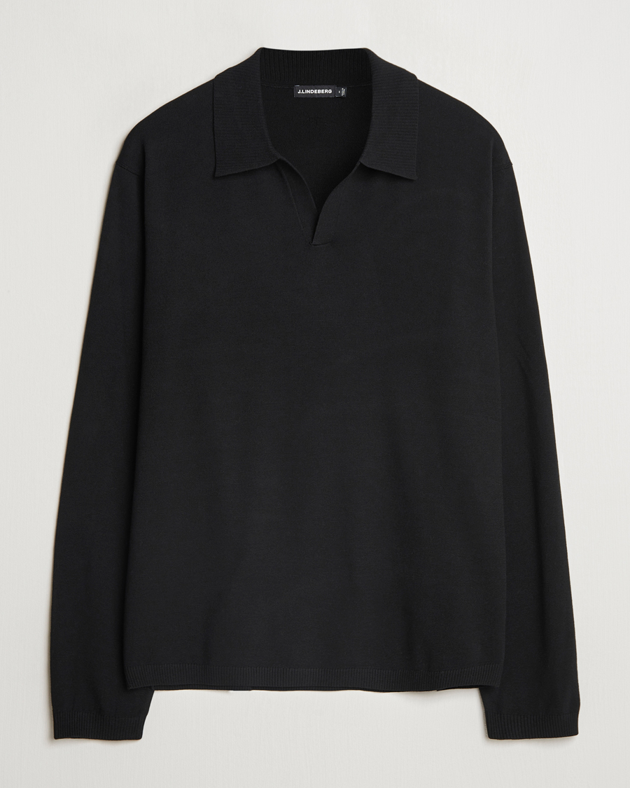 Herren | Poloshirts | J.Lindeberg | Rowan Long Sleeve Polo Black