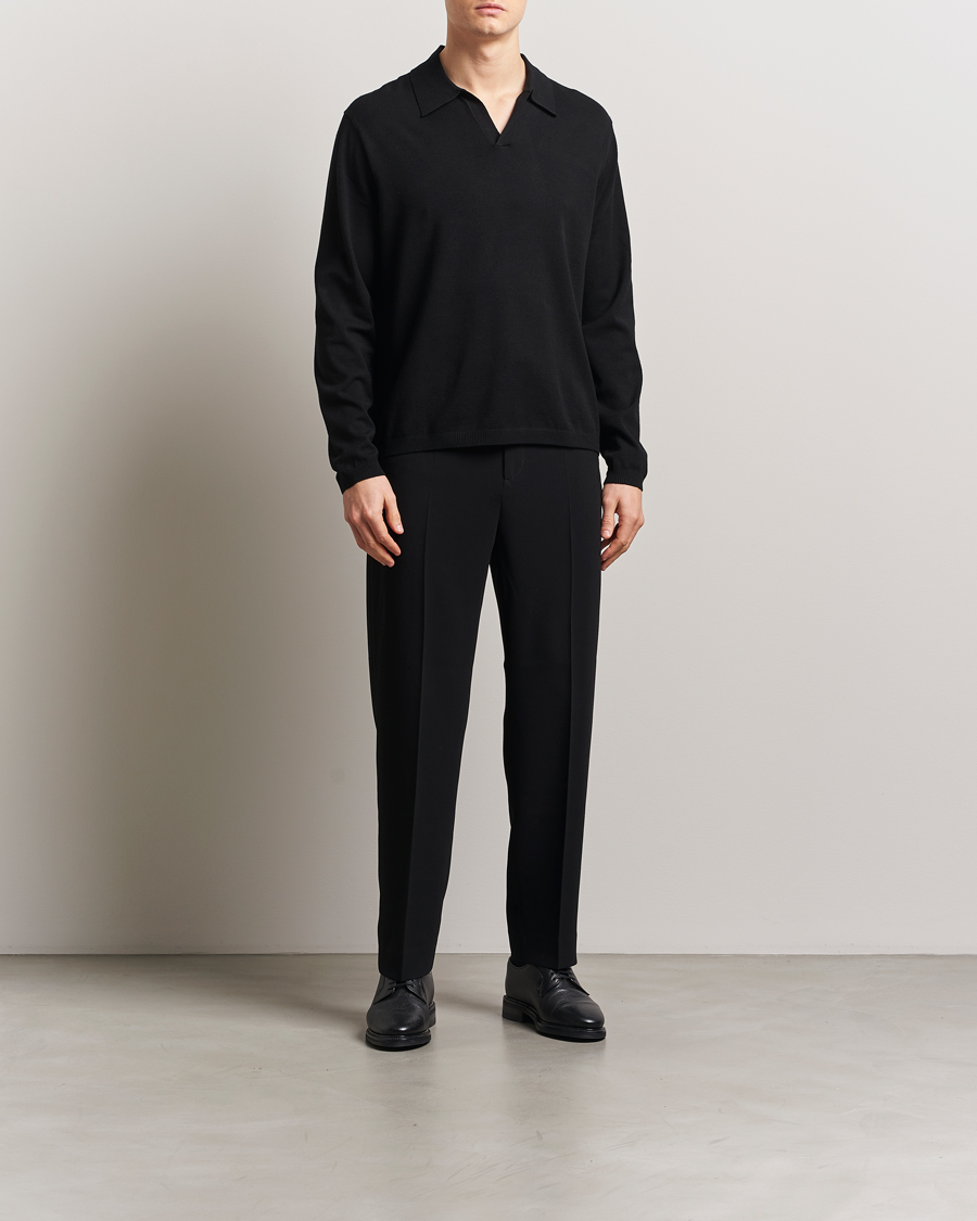 Herren | Poloshirts | J.Lindeberg | Rowan Long Sleeve Polo Black