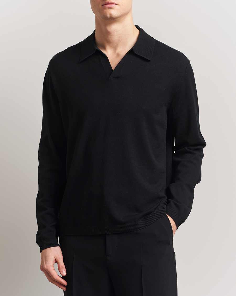 Herren | Poloshirts | J.Lindeberg | Rowan Long Sleeve Polo Black