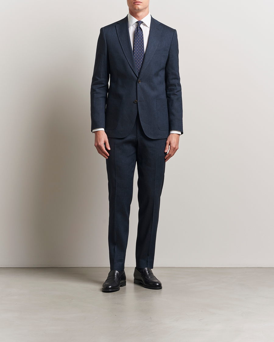 Herren | Anzüge | Morris Heritage | Linen Suit Trousers Navy