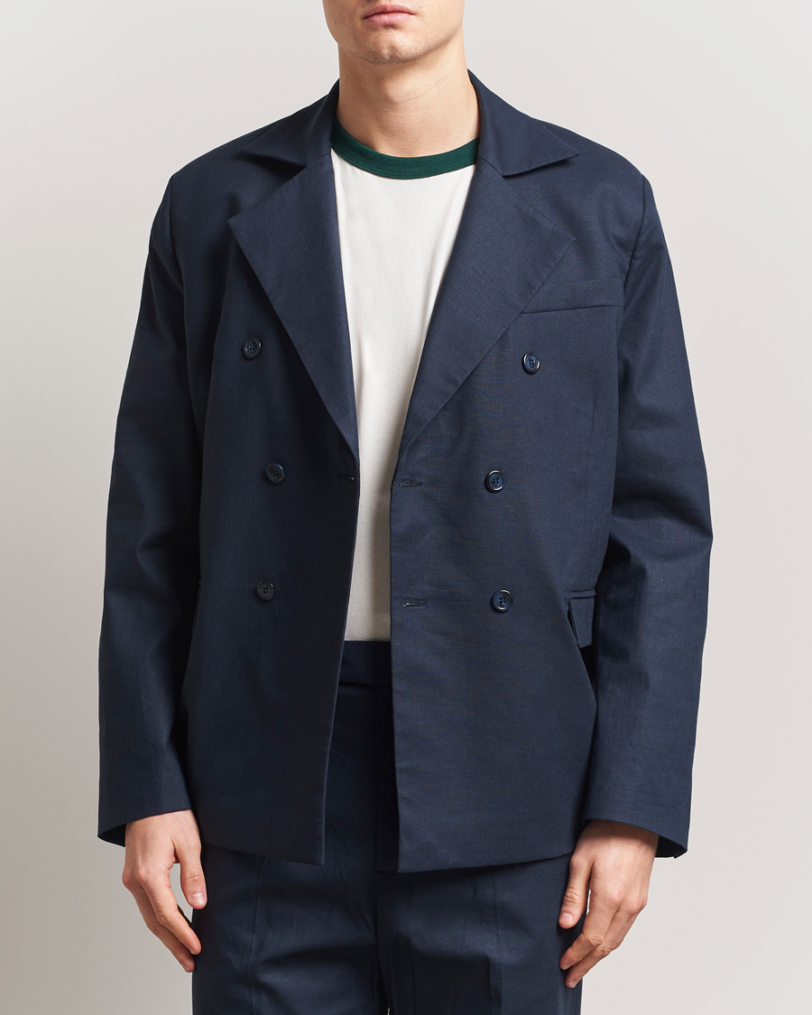 Herren | Sakkos | Palmes | Double Breasted Linen Sport Coat Navy