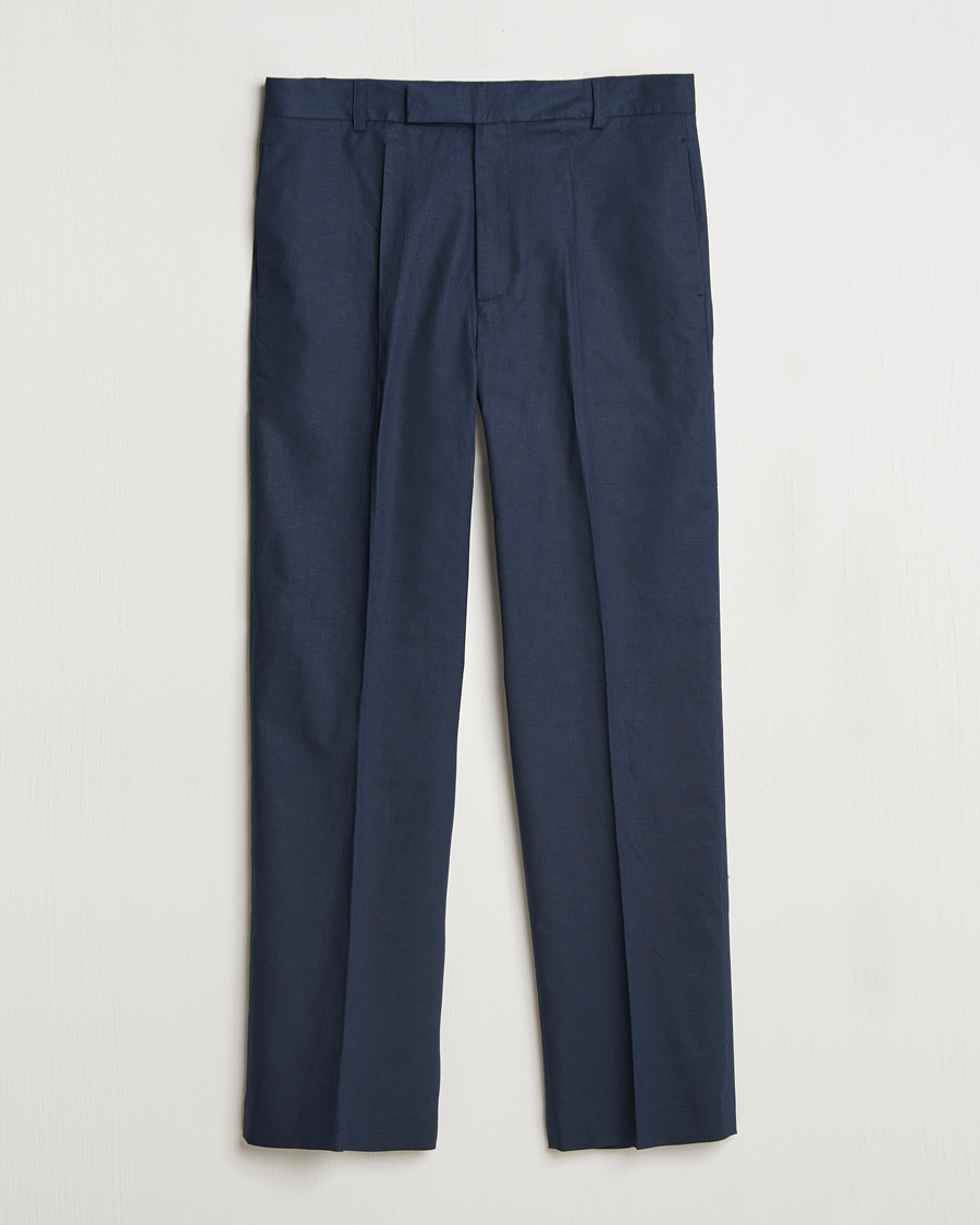 Herren | Hosen | Palmes | Pleated Linen Trousers Navy