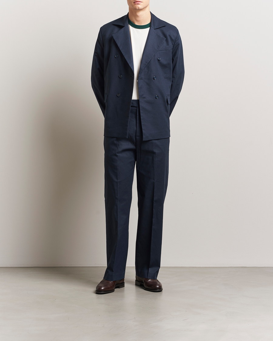 Herren | Hosen | Palmes | Pleated Linen Trousers Navy
