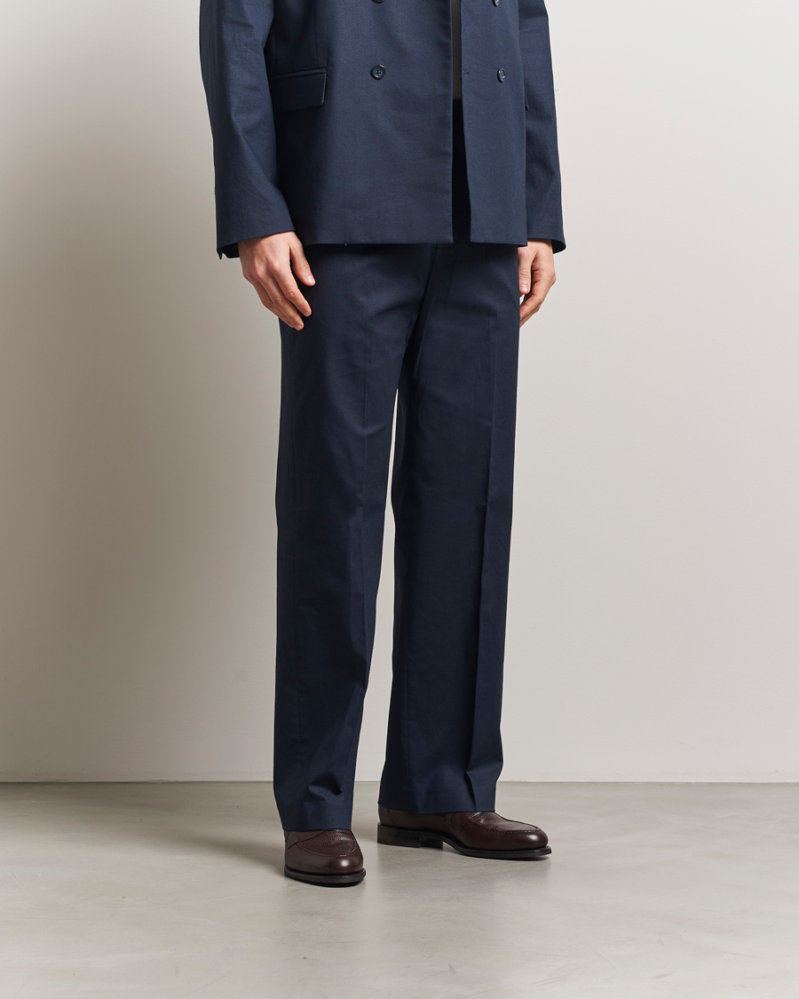Herren | Hosen | Palmes | Pleated Linen Trousers Navy