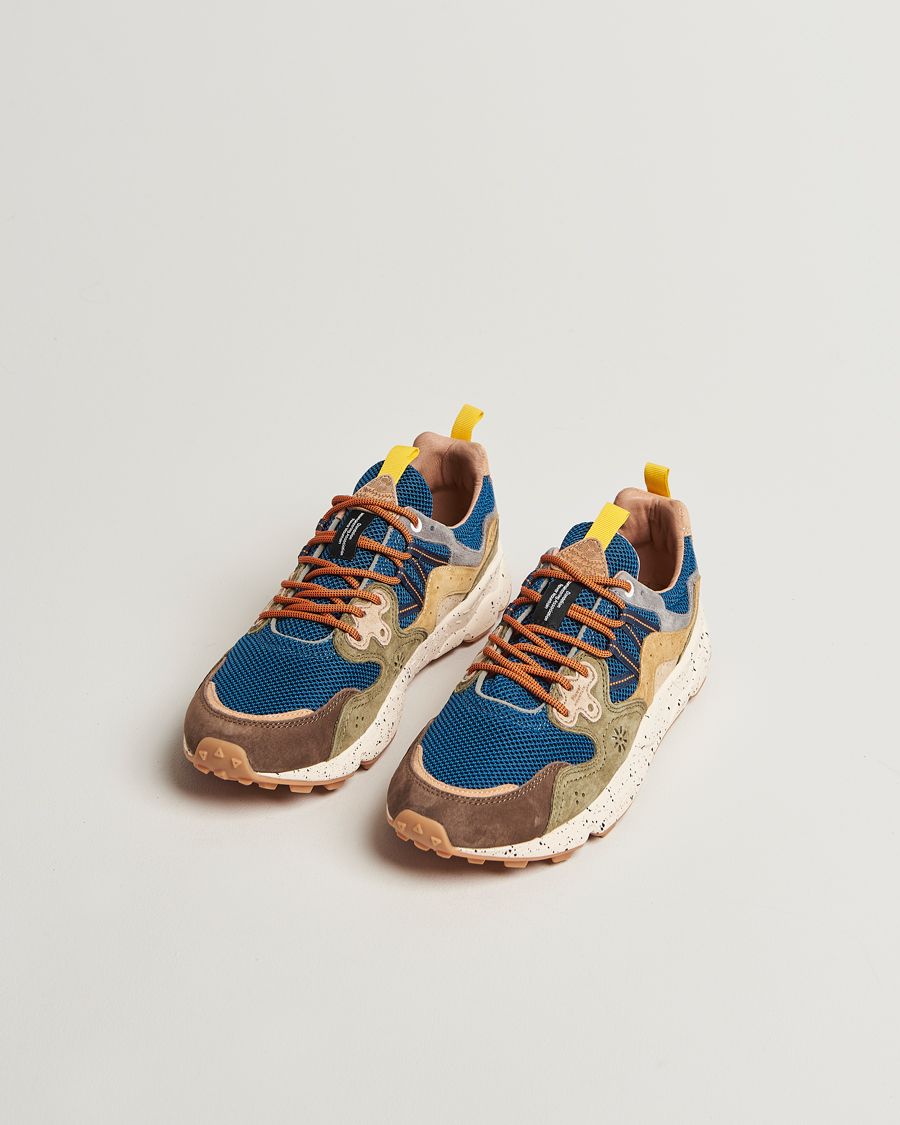 Herren | Sneaker | Flower Mountain | Yamano 3 Suede/Nylon Mesh Sneaker Green/Brown/Blue