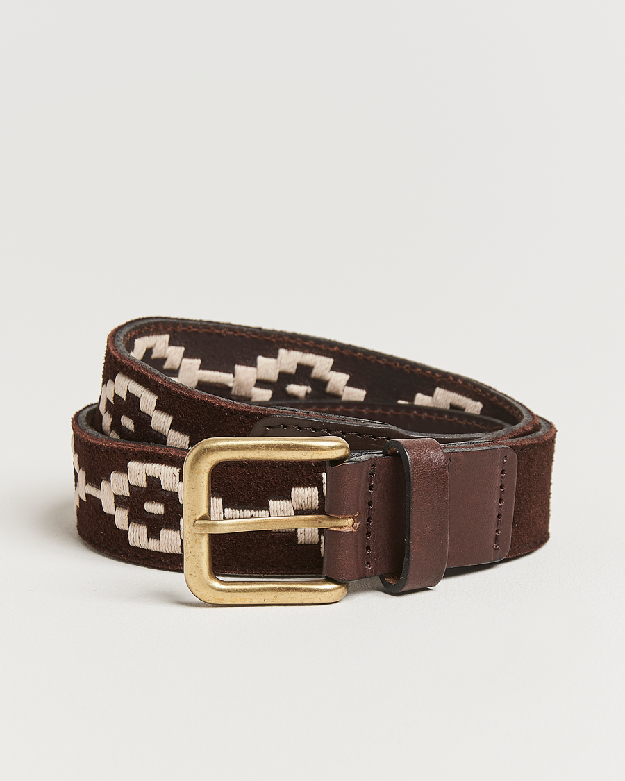 Herren | Gürtel | Pampeano | Confianza Hand Stitched Suede Belt 3,5cm Brown
