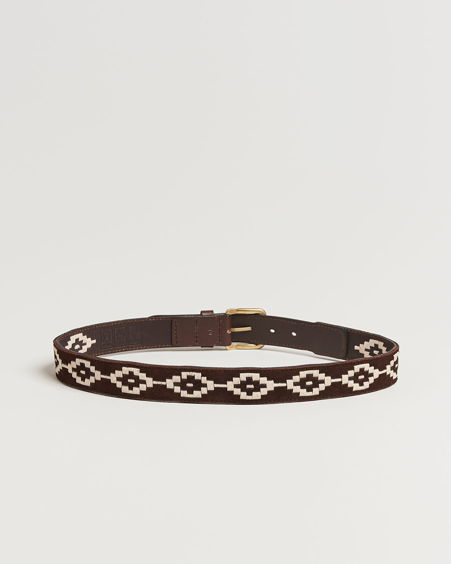 Herren | Gürtel | Pampeano | Confianza Hand Stitched Suede Belt 3,5cm Brown