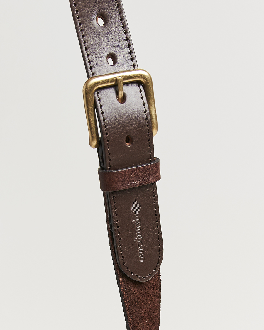 Herren | Gürtel | Pampeano | Confianza Hand Stitched Suede Belt 3,5cm Brown