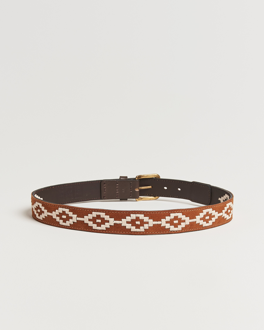 Herren | Gürtel | Pampeano | Confianza Hand Stitched Suede Belt 3,5cm Tan