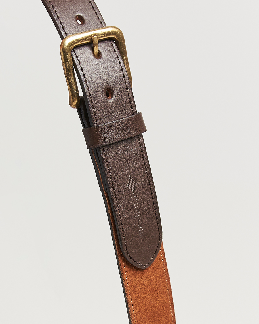 Herren | Gürtel | Pampeano | Confianza Hand Stitched Suede Belt 3,5cm Tan