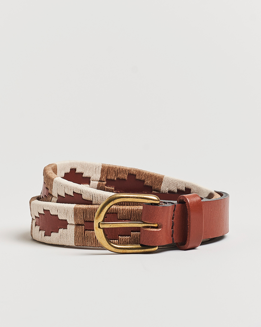Herren | Gürtel | Pampeano | Skinny Hand Stitched Leather Belt 2,5cm Brown
