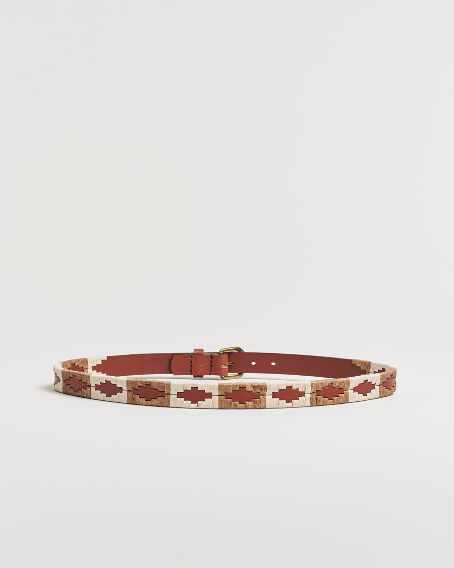 Herren | Gürtel | Pampeano | Skinny Hand Stitched Leather Belt 2,5cm Brown
