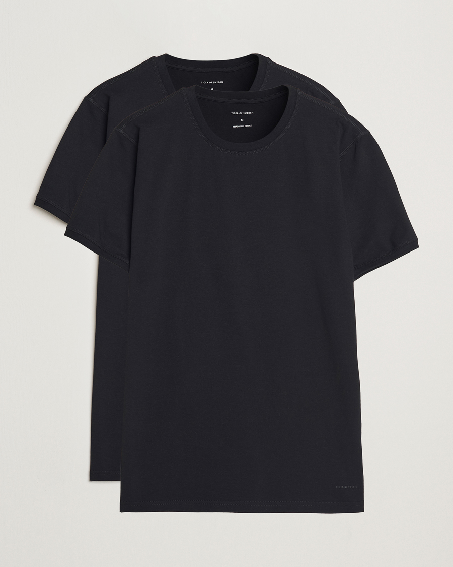 Herren | T-Shirts | Tiger of Sweden | Heimdal 2-Pack Crew Neck T-Shirt Black