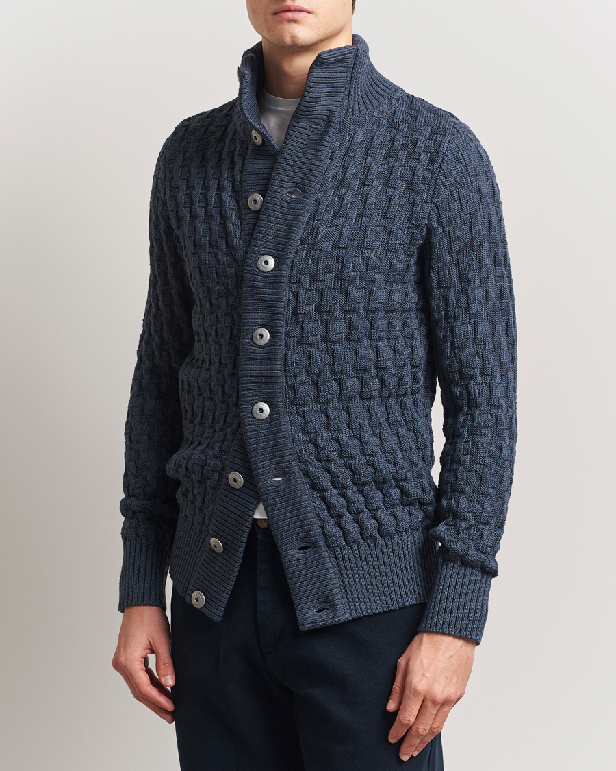 Herren | Pullover | S.N.S. Herning | Stark Cable Cardigan Faded Mineral Blue
